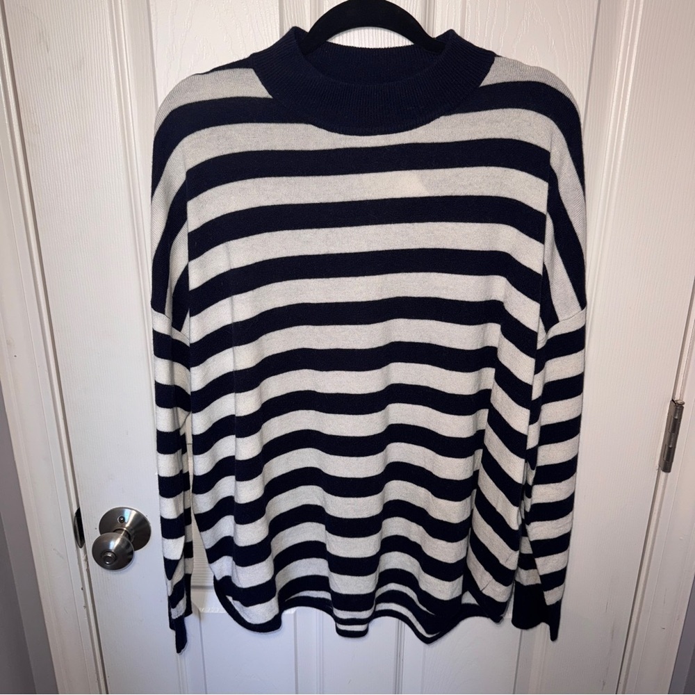 NWT Madewell Ashbury Mock Neck Striped Wool/Alpaca Blend Sweater
